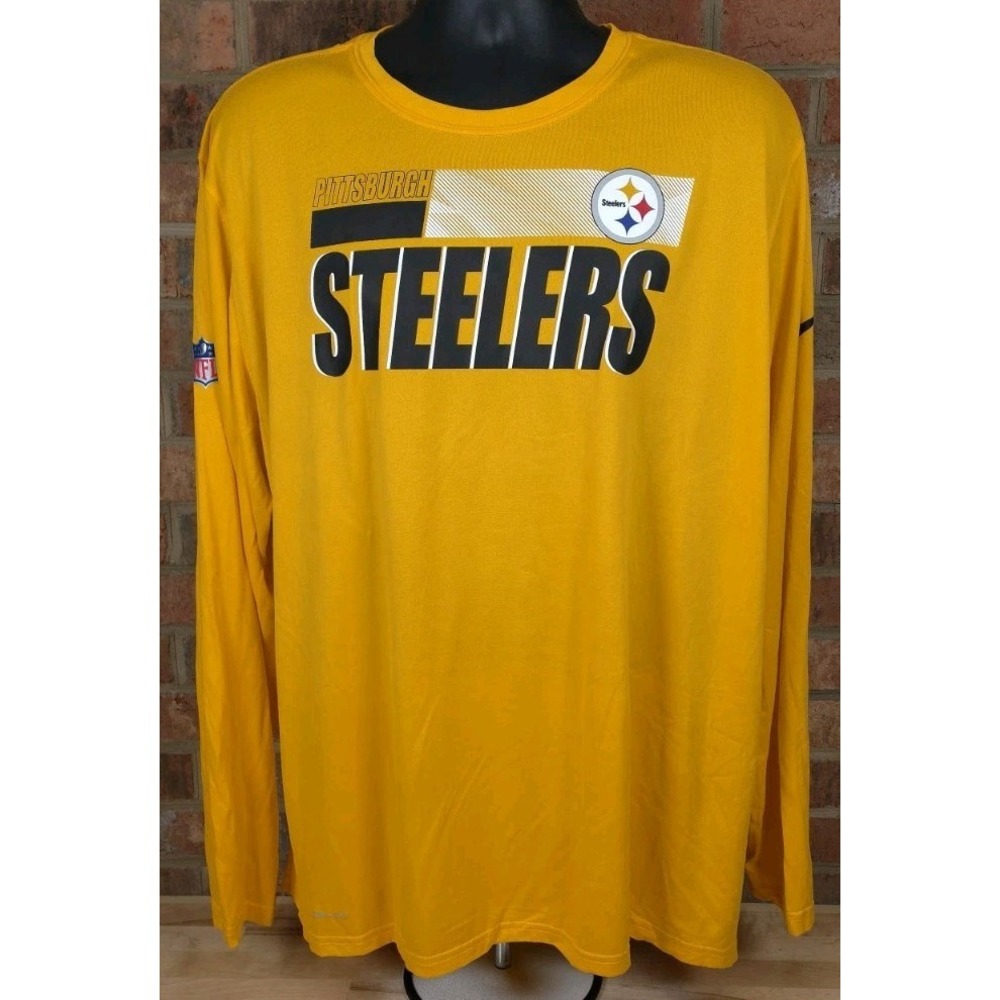 Nike Tee Pittsburgh Steelers Yellow TShirt Mens 3XL NFL Football Long Sleeve